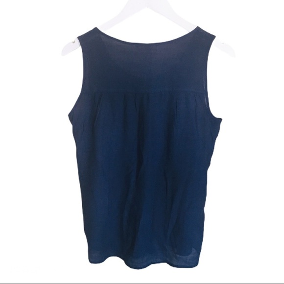 SPENSE (Nordstrom) Boho Crochet Sleeveless Blouse Denim Blue Size Medium - Picture 12 of 14